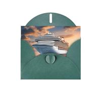 Dark Green Holiday greeting check blank card and pearl beautiful blank note block VVXBHGR Cruise ship on the sea Pattern