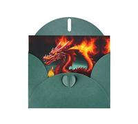Dark Green Holiday greeting check blank card and pearl beautiful blank note block VVXBHGR Dragon King in Fire Pattern