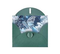 Dark Green Holiday greeting check blank card and pearl beautiful blank note block VVXBHGR Fluttering Butterfly Pattern