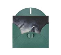 Dark Green Holiday greeting check blank card and pearl beautiful blank note block VVXBHGR Ghost by the dead tree Pattern