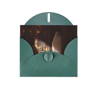 Dark Green Holiday greeting check blank card and pearl beautiful blank note block VVXBHGR Ghosts in the corridor Pattern
