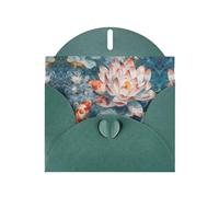 Dark Green Holiday greeting check blank card and pearl beautiful blank note block VVXBHGR Koi plays lotus Pattern