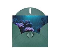 Dark Green Holiday greeting check blank card and pearl beautiful blank note block VVXBHGR Mysterious Underwater Pattern