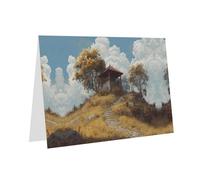 Dark Green Holiday greeting check blank card and pearl beautiful blank note block VVXBHGR Pavilion on the hill Pattern