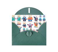 Dark Green Holiday greeting check blank card and pearl beautiful blank note block VVXBHGR Pixel Bear Riot Pattern