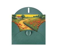 Dark Green Holiday greeting check blank card and pearl beautiful blank note block VVXBHGR Poppies Field Yellow Brick Road Pattern