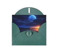 Dark Green Holiday greeting check blank card and pearl beautiful blank note block VVXBHGR Seaside moonlight Pattern