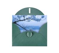 Dark Green Holiday greeting check blank card and pearl beautiful blank note block VVXBHGR Small Flower On Thin Twig Pattern