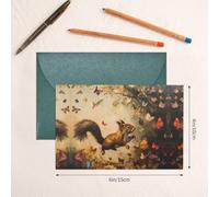 Dark Green Holiday greeting check blank card and pearl beautiful blank note block VVXBHGR Squirrel chasing butterflies Pattern