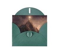 Dark Green Holiday greeting check blank card and pearl beautiful blank note block VVXBHGR Stars over the mountains Pattern