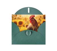 Dark Green Holiday greeting check blank card and pearl beautiful blank note block VVXBHGR Sunflowers and chickens Pattern