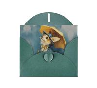 Dark Green Holiday greeting check blank card and pearl beautiful blank note block VVXBHGR The little dog with an umbrella Pattern
