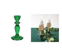 Dark Green Jeweled Holder & Christmas Tree Gold Candles Festive Bundle
