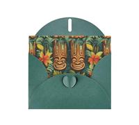 Dark Green JKIEGOQ Aloha Tiki Pattern Prints Greeting Card 4 x 6 in for Christmas, Valentine's Day, Wedding, Party Invitation Cards