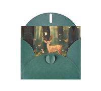 Dark Green JKIEGOQ Bambi Prints Greeting Card 4 x 6 in for Christmas, Valentine's Day, Wedding, Party Invitation Cards