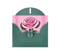 Dark Green JKIEGOQ Beautiful pink roses Prints Greeting Card 4 x 6 in for Christmas, Valentine's Day, Wedding, Party Invitation Cards