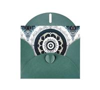 Dark Green JKIEGOQ Black and White Round Totem Prints Greeting Card 4 x 6 in for Christmas, Valentine's Day, Wedding, Party Invitation Cards