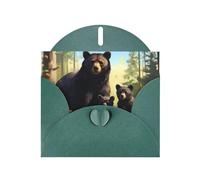 Dark Green JKIEGOQ Black Bear Family Prints Greeting Card 4 x 6 in for Christmas, Valentine's Day, Wedding, Party Invitation Cards