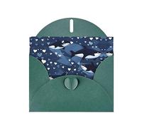 Dark Green JKIEGOQ Blue Killer Whale Prints Greeting Card 4 x 6 in for Christmas, Valentine's Day, Wedding, Party Invitation Cards