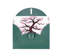 Dark Green JKIEGOQ Cherry Blossoms Tree Prints Greeting Card 4 x 6 in for Christmas, Valentine's Day, Wedding, Party Invitation Cards