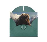 Dark Green JKIEGOQ Fierce Grizzly Bears Prints Greeting Card 4 x 6 in for Christmas, Valentine's Day, Wedding, Party Invitation Cards