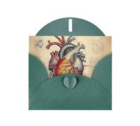 Dark Green JKIEGOQ human anatomy heart chart Prints Greeting Card 4 x 6 in for Christmas, Valentine's Day, Wedding, Party Invitation Cards