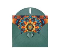 Dark Green JKIEGOQ Kaleidoscope Mandala Prints Greeting Card 4 x 6 in for Christmas, Valentine's Day, Wedding, Party Invitation Cards