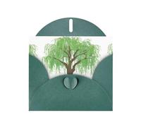 Dark Green JKIEGOQ Lifelike willow tree Prints Greeting Card 4 x 6 in for Christmas, Valentine's Day, Wedding, Party Invitation Cards