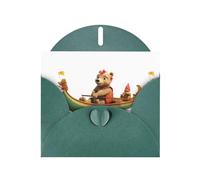 Dark Green JKIEGOQ Little Bear Dragon Boat Race Prints Greeting Card 4 x 6 in for Christmas, Valentine's Day, Wedding, Party Invitation Cards