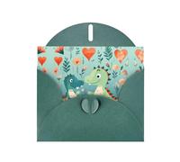 Dark Green JKIEGOQ Lovely Little Dinosaur Baby Prints Greeting Card 4 x 6 in for Christmas, Valentine's Day, Wedding, Party Invitation Cards