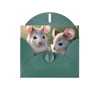 Dark Green JKIEGOQ Mouse in Love Prints Greeting Card 4 x 6 in for Christmas, Valentine's Day, Wedding, Party Invitation Cards