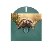 Dark Green JKIEGOQ Nature Lovely Hedgehog Lovers Prints Greeting Card 4 x 6 in for Christmas, Valentine's Day, Wedding, Party Invitation Cards