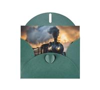 Dark Green JKIEGOQ Steam Train Prints Greeting Card 4 x 6 in for Christmas, Valentine's Day, Wedding, Party Invitation Cards