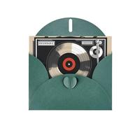Dark Green JKIEGOQ Vintage Vinyl Record Prints Greeting Card 4 x 6 in for Christmas, Valentine's Day, Wedding, Party Invitation Cards