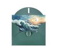 Dark Green JKIEGOQ Wave Sailboat Seagull Prints Greeting Card 4 x 6 in for Christmas, Valentine's Day, Wedding, Party Invitation Cards