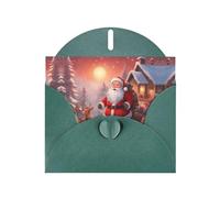 Dark Green JKIEGOQ winter Santa Claus Prints Greeting Card 4 x 6 in for Christmas, Valentine's Day, Wedding, Party Invitation Cards