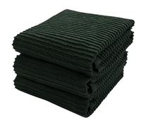 Dark Green Kitchen Hand Dish Towels: 100% Cotton Cloth Soft Cleaning Drying Absorbent Ribbed Terry Loop, Set of 3 Multipurpose for Everyday Use Oversized 18" x 28"