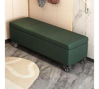 Dark Green Leather Upholstered Storage Ottoman with Wheels - Versatile Pouf for Entryway Living Room & Bedroom End - Stylish & Functional Home Furniture