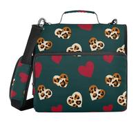Dark Green Leopard Pattern Crimson Heart Christmas 1.5 Inch 3 Rings Zipper Binder Organizer with Strap Waterproof Zippered Portfolio for School and Office