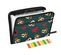 Dark Green Leopard Pattern Crimson Heart Christmas Organizer with Pockets 13 Pockets A4 Letter Size with Zipper Closure for File Pocket Folders