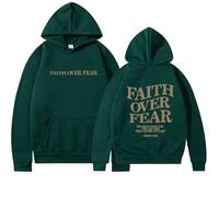(Dark green, M) Faith Over Fear Christian Hoodie Christian Sweatshirt Jesus Hoodie Trendy Hoodie Bible Verse Shirt Unisex Aesthetic Clothes