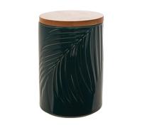 Dark Green Medium Storage Jar With Bamboo Lid,Airtight Jar For Storing Dry Goods,Functional Kitchen Jar