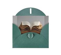 Dark Green MJHKXLJ An open book. Prints Pearlized Greeting Card - Envelope Included - Perfect for Christmas, Birthdays, Valentines, Weddings, and More