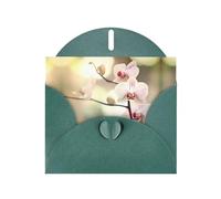 Dark Green MJHKXLJ An orchid. Prints Pearlized Greeting Card - Envelope Included - Perfect for Christmas, Birthdays, Valentines, Weddings, and More