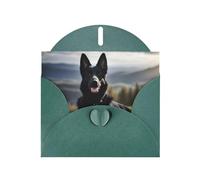 Dark Green MJHKXLJ Black german shepherd dog Prints Pearlized Greeting Card - Envelope Included - Perfect for Christmas, Birthdays, Valentines, Weddings, and More