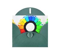 Dark Green MJHKXLJ Colored crayon circles Prints Pearlized Greeting Card - Envelope Included - Perfect for Christmas, Birthdays, Valentines, Weddings, and More