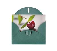 Dark Green MJHKXLJ Cute little Cherry Prints Pearlized Greeting Card - Envelope Included - Perfect for Christmas, Birthdays, Valentines, Weddings, and More