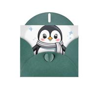 Dark Green MJHKXLJ Cute Penguin Prints Pearlized Greeting Card - Envelope Included - Perfect for Christmas, Birthdays, Valentines, Weddings, and More