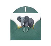 Dark Green MJHKXLJ Elephant entering the ocean Prints Pearlized Greeting Card - Envelope Included - Perfect for Christmas, Birthdays, Valentines, Weddings, and More