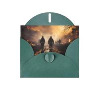 Dark Green MJHKXLJ Firefighters fighting fires Prints Pearlized Greeting Card - Envelope Included - Perfect for Christmas, Birthdays, Valentines, Weddings, and More